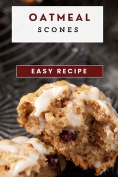 Oatmeal Scones with a glaze. Whole Wheat Scones Recipe, Scones With Buttermilk, Fluffy Scones, Dried Fruit Recipe, Oatmeal Scones, Low Fat Breakfast, Mississippi Mud Cake, Breakfast Scones, Drop Scones