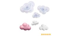 four different shapes of clouds and stars on a white background