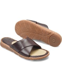 Hana Basic | Born Shoes Comfortable Slide Footbed Sandals With Rubber Sole, Natural Leather Sandals For Everyday, Everyday Natural Leather Sandals, Comfortable Sandals With Textured Sole For Everyday, Casual Everyday Sandals With Leather Sole, Comfortable Slides With Leather Footbed For Everyday, Comfortable Open Toe Footbed Sandals With Woven Sole, Everyday Open Toe Sandals With Woven Sole, Comfortable Everyday Slip-on Sandals