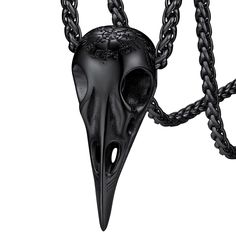 PRICES MAY VARY. 🦅Viking Raven Skull Pendants: To the followers of Mithras, the raven was a symbol of initiation into the deeper mysteries. A sacred talisman to steady the coarse and point the way through life's maelstrom. 🦅Norse Vikings Rune Amulet: Can be used as a guiding talisman or threaded upon your favourite chain or lace and hung as a charm. It is a rebirth, restoration, renewal, transformation, and change. With it, even in the darkest times you always leave to the light. Black Engraved Necklace For Halloween, Black Skull Jewelry With Adjustable Chain, Black Skull-shaped Engraved Jewelry, Black Skull Engraved Jewelry, Black Skull-shaped Stainless Steel Necklace, Black Skull Shaped Engraved Jewelry, Black Engraved Skull Jewelry, Black Stainless Steel Skull Necklace, Black Engraved Jewelry For Halloween