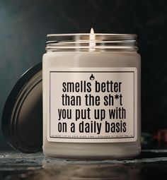 Funny, Unique and perfect for gift giving! Our candles make the an awesome stocking stuffer or addition to any gift box! Of course they are an amazing gift all on their own and most likely to make someone smile!  DETAILS: 🌿9 Oz  glass jar, glossy label 🌿One size: 2.8″ × 3.5"  🌿100% Natural soy wax blend. 🌿100% Natural cotton wick. 🌿50 - 60 hours of average burn time. 🌿Choose from 5 different aromatic scents. 🌿Eco-friendly and non-toxic.  🌿Made in the USA SCENTS: 🌿 Atlantis Whisper, Unscented, Coconut Cream + Cardamom, Apple Harvest, Cinnamon Vanilla, Clean Cotton, Sea Salt + Orchid, and White Sage + Lavender, Christmas Warmth, Peppered Passionfruit CARE INSTRUCTIONS: 🌿 NEVER LEAVE A BURNING CANDLE UNATTENDED  🌿 I M P O R T A N T   I N F O Please read product descriptions all pro Candle Office, Lavender Christmas, Office Party Gifts, Cheeky Gifts, Work Bestie, Coworkers Christmas, Gift For Coworker, Christmas Gifts For Coworkers, Christmas Labels