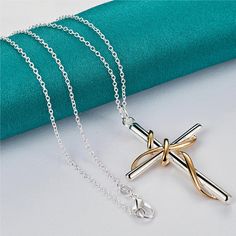 925 Sterling Silver Cross Necklace, Silver Cross Pendant, Sterling Silver Dainty Cross necklace, 18-30 Inch Silver Necklace For women or men #SPECIFICATIONS Item Weight-12.30g Metal Stamp-925,Sterling Shape\pattern-CROSS Pendant Size-3.80*5.00cm Necklace Type-Pendant Necklaces Metals Type-silver Gender-Unisex #LENGTH 15" - 38.01 Cm 17" - 43.18 Cm 19" - 48.26 Cm 21" - 53.34 Cm 23" - 58.42 Cm 25" - 63.05 Cm 27" - 68.58 Cm 29" - 73.66 Cm # SHIPPING -I ship this within 7-21 days. -we ship to worldwi Gift Silver Chain Cross Necklace, Silver Chain Cross Necklace As A Gift, Silver Chain Cross Necklace For Gift, Silver Chain Cross Pendant Necklace Gift, Silver Pendant Cross Necklace As Gift, Silver Chain Cross Jewelry Gift, Elegant Silver Chain Cross Necklace Gift, Gold Cross Necklace With Silver Chain, Gold Jewelry With Silver Chain And Cross Shape