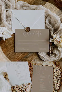 the wedding stationery is laid out and ready to be used