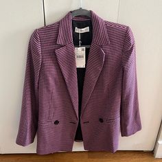 New With Tags. Size Xxs Winter Pink Blazer For Workwear, Tailored Pink Fall Blazer, Pink Tailored Blazer For Fall, Tailored Pink Blazer For Fall, Pink Tailored Long Sleeve Outerwear, Tailored Long-sleeved Pink Outerwear, Trendy Tailored Pink Outerwear, Chic Pink Fall Blazer, Pink Tailored Casual Blazer