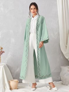 Muslim Outfits Casual, Muslim Outfits, Full Dress, Shein Dress, Outfit Hijab, Fashion Styling, Outfits Casual, Duster Coat, Lawn