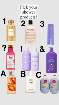 Pick ur shower products #preppy #outfitinspo #beauty #skincare #shower Pick Ur Skincare, Preppy Shower Products, All Kinds Shower Products, Coconut Frosting, Skincare Packaging, Aesthetic Things