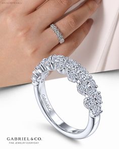 14K White Gold Anniversary Band AN15097W44JJ #GabrielNY #DiamondJewelry #FineJewelry #GabrielAndCo #UniqueJewelry #BridalRing #BeautifulEngagementRing #DiamondRing #UniqueDiamondRing #ClassicRing#Anniversary Wedding Eternity Band With Halo Setting, Wedding Eternity Band With Halo Setting And Round Cut, Round Cut Eternity Band With Halo Setting For Wedding, Round Cut Halo Setting Eternity Band For Wedding, Fine Jewelry Round Cut Cluster Ring For Anniversary, 14k White Gold Eternity Band For Anniversary, Exquisite Round Cut Cluster Ring For Anniversary, Fine Jewelry For Anniversary With Diamond Cut, Anniversary Cluster Ring With Diamond Cut Round Band