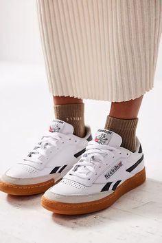 Cute Sneakers | Dressy + Casual Sneakers | Free People Sneakers And Socks Outfit, Reebok Sneakers Outfit, Reebok Club C 85 Outfit, Club C 85 Outfit, Reebok Club C Revenge Vintage, Reebok White Sneakers, Reebok Retro, College Shopping