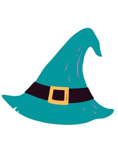 a blue witches hat with a gold buckle