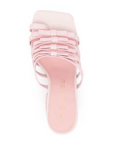 Pink glitter/leather Dorothy glitter-detail sandals from MACGRAW featuring glitter detailing, bow detailing, slip-on style, open toe and high block heel. | macgraw Dorothy glitter-detail sandals