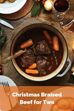 Slow-cooked beef in a rich sauce, a hearty and intimate Christmas dinner for two. Christmas Eve Dinner For Two, Dinner For Two Beef, Winter Evening, Dinner At Home