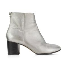 Rag & Bone Ankle Boots - Women's 38.5 - Fashionably Yours Silver Leather Heeled Boots For Formal Occasions, Formal Silver Leather Heeled Boots, Silver Ankle Boots With Reinforced Heel, Silver Heeled Boots With Round Toe For Formal Occasions, Silver High Heel Boots Medium Width, Silver Ankle Boot Heels For Fall, Chic Silver Heeled Boots With Round Toe, Silver Heeled Boots With Round Toe For Fall, Silver Leather Heeled Boots For Fall