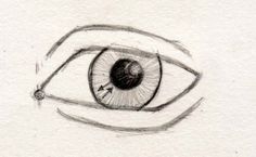 an eye drawn in pencil on paper