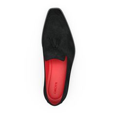 Men`s Tassel Loafers 6711 | Girotti Black Slip-on Loafers With Suede Lining, Black Suede Loafers With Leather Sole, Black Suede Closed Toe Loafers, Black Suede Slip-on Tassel Loafers, Classic Suede Loafers With Red Sole, Black Suede Moccasins With Rubber Sole, Classic Black Suede Moccasins, Suede Tassel Loafers With Rubber Sole For Galas, Black Suede Loafers With Stitched Sole