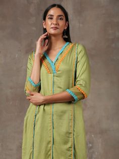 A two piece soft cotton kurta set in white comes with an attached mulmul lining. It has colour block laces with organza insert on the neck,sleeves and pants. It is paired with a white soft cotton straight pant with an attached mulmul lining with organza insert and colour block laces. Color: Olive Green Fabric Composition: Kurta Set - Soft cotton Note: The product will be delivered within 20-25 days of order placed Care Instruction: Dry Clean Only. Do not use heavy Iron Cotton Kurta Set, Olive Green Fabric, Cotton Kurta, Kurta Set, Green Lace, Colour Block, Best Deal, Straight Pants, Green Fabric