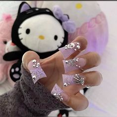 Duck Nails, Drip Nails, French Tip Acrylic Nails, Hello Kitty Nails, Short Square Acrylic Nails, Really Cute Nails