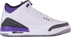 Nike Jordan Shoes With Laces For Sports, Jordan 3 Dark Iris, Nike Air Jordan 3, Jordan 3 Retro, Air Jordan 3 Retro, Air Jordan 3, Jordan 3, Nike Air Jordan, White Leather