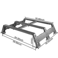 the side view of a metal frame with measurements for each section and width to be shown