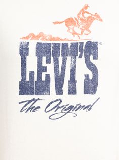 levi's the legend t - shirt in white with orange and blue print on front