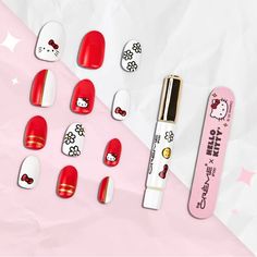 Brand New In Box, Unopened. You'll Love These Cutsie Hello Kitty Gel Effect Press On Nails. Kit Includes: ~24 Gel-Effect Medium Length, Almond Shaped Nails, Nail Glue, Nail File, Manicure Stick And Prep Pad. Press On Nail Kit, Macaron Lip Balm, Almond Shaped Nails, Hello Kitty Shop, Hello Kitty Y2k, No Chip Nails, Nails Kit, Hello Kitty Makeup, Color Lip Balm