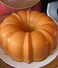 a bundt cake sitting on top of a white plate