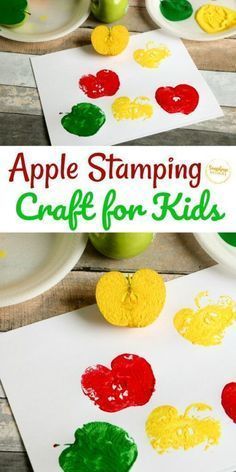 an apple stamping craft for kids to make