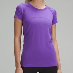 Nwt Lululemon Swiftly Tech Short Sleeve Top 2.0 Atomic Purple Condition Is New With Tags. Sold Out Everywhere. Price Firm. Cute Lululemon Outfits, Tech Outfit, Lululemon Swiftly Tech Short Sleeve, Lululemon Shirt, Lulu Shorts, Swiftly Tech Short Sleeve, Silky Shirt, Lululemon Outfits, Tied T Shirt