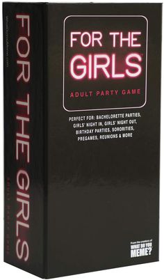 for the girls adult party game in a black box with pink neon letters on it