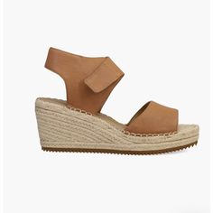 New In Box Eileen Fisher Weslia Espadrille Wedge Sandal Retails For $215 Labeled Size Women’s 8 Leather Espadrilles With Heel Strap, Beach Slip-ons With Woven Espadrille Sole, Navy Ankle Boots, Tan Leather Ankle Boots, Slip-on Espadrilles With Woven Sole, Eileen Fisher Shoes, Espadrille Slip-on Sandals With Woven Sole, Gladiator Wedge Sandals, Chic Slip-on Wedge Sandals With Woven Sole