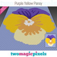 the purple yellow pansy is made out of legos and has an image of a flower