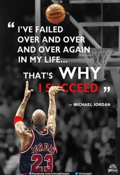 michael jordan basketball quote about life and success with image of the ball in front of him