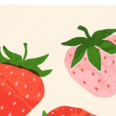 two strawberries and one strawberry on a white background