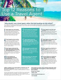 a travel agent's guide for the top 12 reasons to use a travel agent