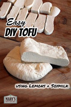 homemade tofu made with just lemons and somike on a cutting board