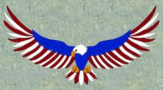 an eagle with red, white and blue wings