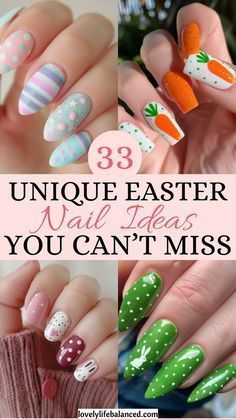 Easter Nails Design Spring, Easter Nail Ideas, Easter Nails Easy, Easter Nail Art Designs, Easter Nail, Easter Nail Designs, Easter Nail Art, Spring Nail Designs, Unique Easter