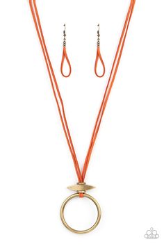 Paparazzi Noticeably Nomad Orange Long Necklace - P2SE-OGXX-270XX Rustic Orange, Pink Jewels, Brass Rings, Orange Necklace, Earthy Green, Mobile Boutique, Brass Necklace, Paparazzi Accessories, Teardrop Necklace