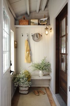 the entryway is clean and ready for guests to use it as a storage space