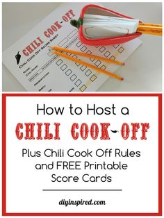 how to host a chili cook - off and free printable score cards for kids