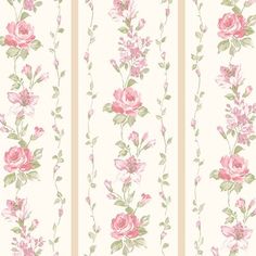 two striped wallpapers with pink and purple flowers