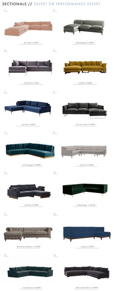 the different types of couches are shown in this diagram, and each one has its own