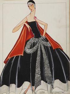 Abito da sera, acquarello Cavallini Charles James, Museum Fashion, Fashion Illustration Vintage, Moda Paris, Fashion Plates, Mode Vintage