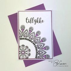 a purple and white greeting card with the word tulipke on it's front