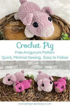 crochet pig free amigurmi pattern quick, minimal sewing easy to follow