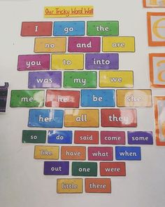 the words are arranged in different colors and shapes to spell out what they're doing