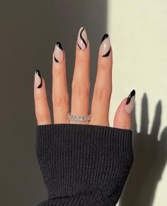 Clear Acrylic Nails, Manicure Designs, Black Acrylic Nails, Casual Nails, Acrylic Nails Coffin Short, Dark Nails