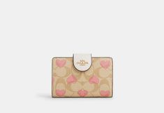 Medium Corner Zip Wallet In Signature Canvas With Heart Print | COACH OUTLET Mini Coach Wallet, Coach Medium Corner Zip Wallet, Coach Wallets With Rfid Blocking As Gift, Coach Bifold Wallet As Gift, Pink Coach Wallet, Women’s Wallet, Coach Wallet Aesthetic, Cute Wallet Aesthetic, Wallets Aesthetic