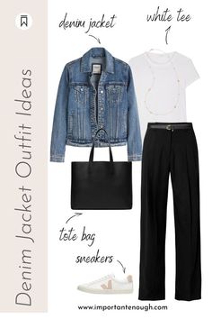 How To Rock A Denim Jacket + 21 Denim Jacket Outfit Ideas Capsule Wardrobe 2023, Spring Outfits Ideas, Simple Spring Outfits, Capsule Wardrobe Casual, Neutral Capsule Wardrobe, Denim Jacket Outfit, Spring Capsule, Spring Capsule Wardrobe, Capsule Outfits