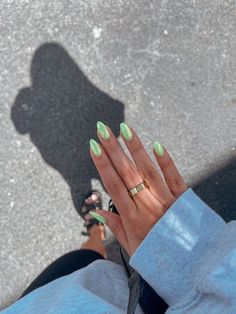 Green Nail Design, Chrome Nail Ideas, Summer Nail Design Ideas, Paznokcie Hello Kitty, Kutek Disney, Milky Nails, Nagellack Trends, Chrome Nails Designs, Cute Simple Nails