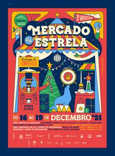 an event poster for the mexican festival mercado esttrela in december, 2013